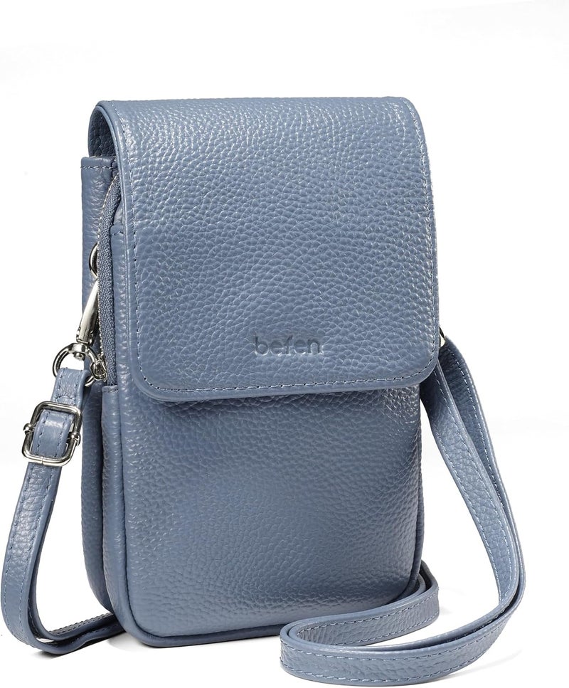 befen Genuine Leather Small Crossbody Bags for Women, Cell Phone Cross body Purse Bag with RFID Blocking Card Slots - Image 1